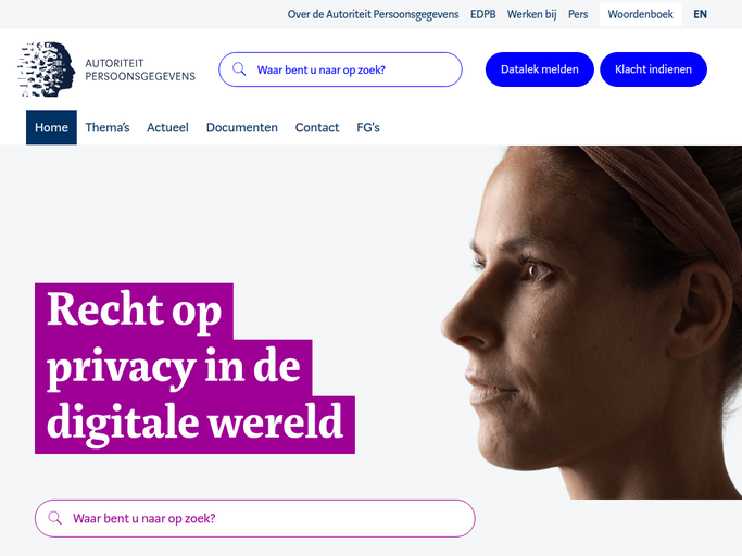 Screenshot van Autoriteit Persoonsgegevens