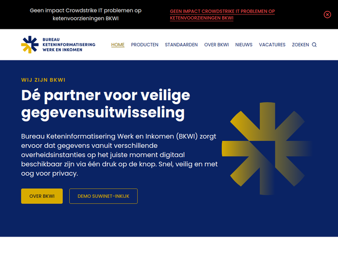 Screenshot van Bureau Keteninformatisering Werk en Inkomen (BKWI)