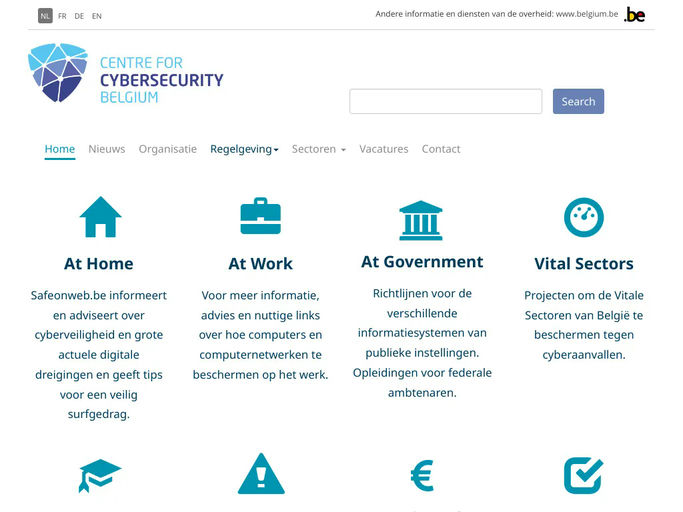 Screenshot van Centrum voor Cybersecurity België