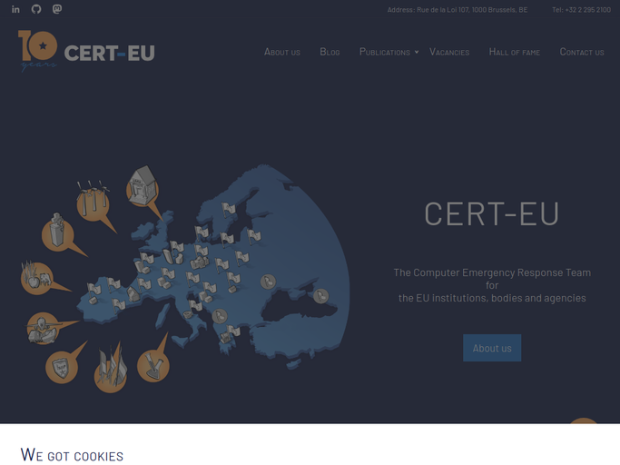 Screenshot van CERT EU