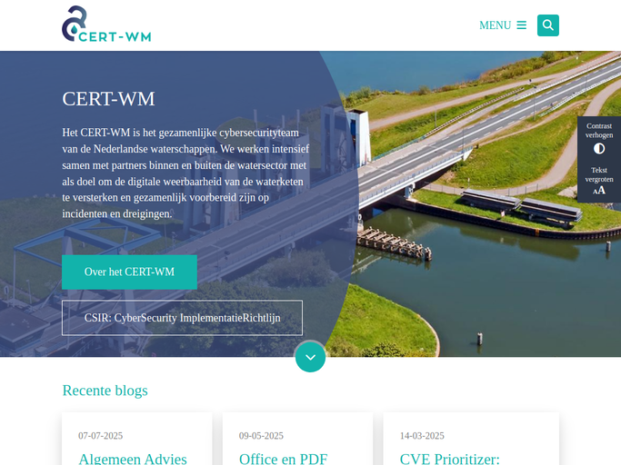 Screenshot van CERT-WM