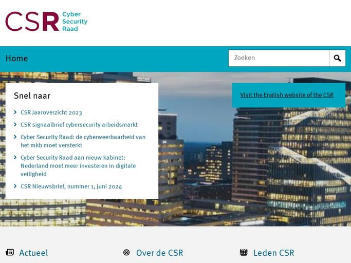 Screenshot van Cyber Security Raad