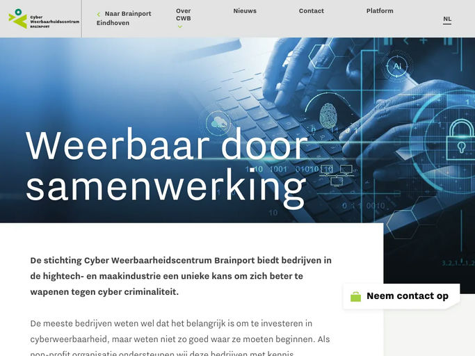 Screenshot van Cyber Weerbaarheidscentrum Brainport