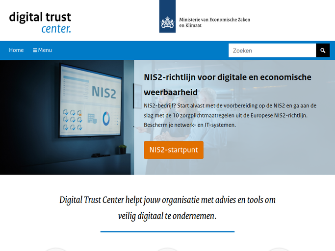 Screenshot van Digital Trust Center