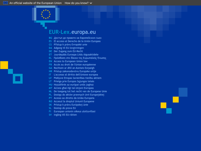 Screenshot van EUR-Lex