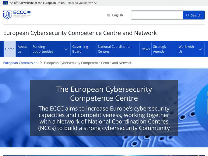 Screenshot van European Cybersecurity Competence Centre and Network