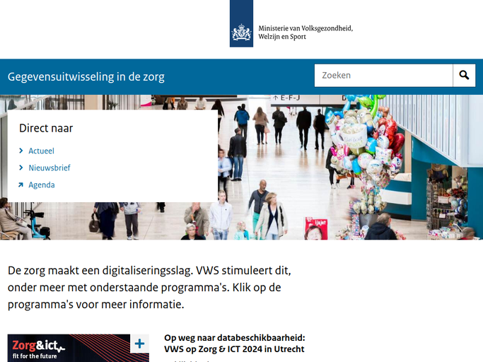 Screenshot van Gegevensuitwisseling in de Zorg