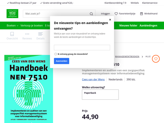 Screenshot van Handboek NEN 7510