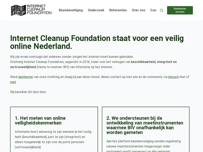 Screenshot van Internet Cleanup Foundation