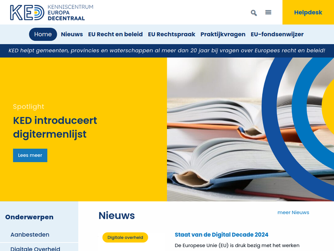 Screenshot van Kenniscentrum Europa decentraal