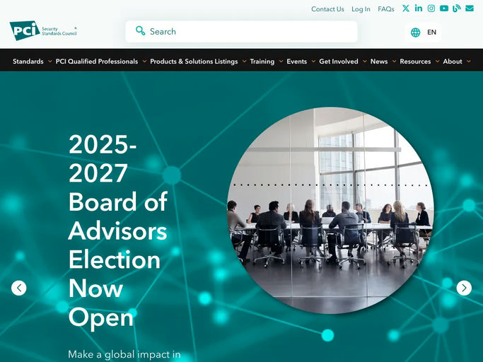 Screenshot van PCI Security Standards Council