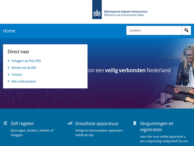 Screenshot van Rijksinspectie Digitale Infrastructuur